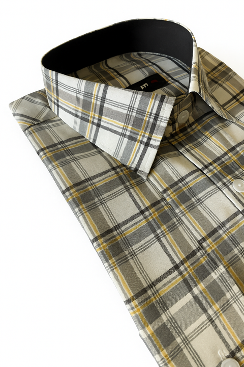 Beige check classic fit shirt